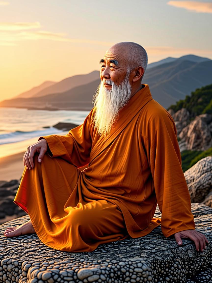 Master Tenzin rotating slowly through the spine, the Mountain Turn