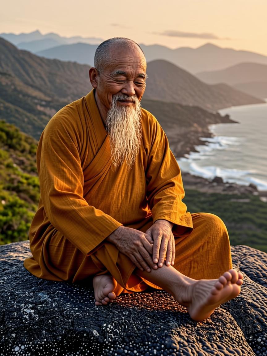 Master Tenzin drawing large ankle circles, the Wandering Path